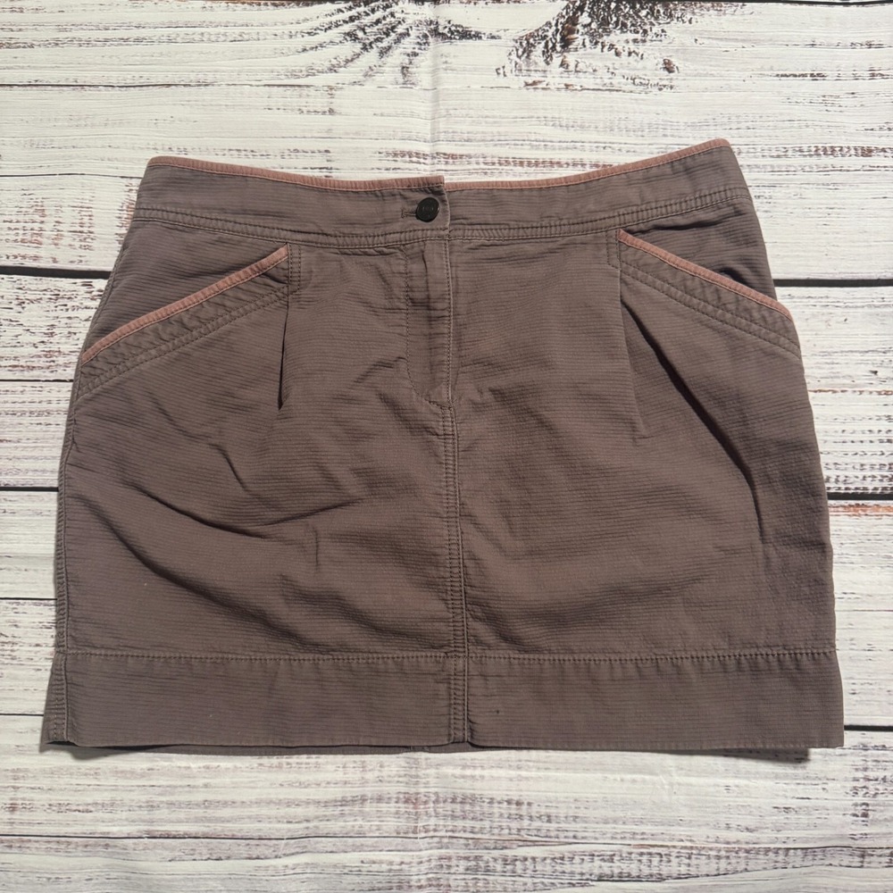 Ann Taylor Loft Mini Skirt Cotton Drawstring Brown Women's Size 6‎